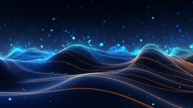 abstract futuristic wave background network connection dots and lines