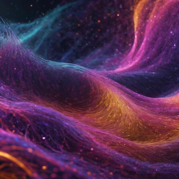 Abstract futuristic wave flow of particles big data transfer visualization 3d rendering