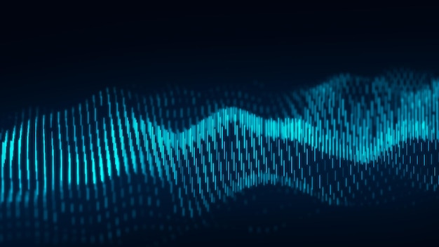 Abstract futuristic wave Flow of particles Big data transfer visualization Vector illustration