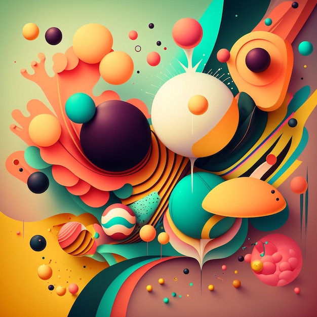 Abstract futuristisch eigentijds modern kosmisch ontwerp met bollen en lijnen in cartoonstijl