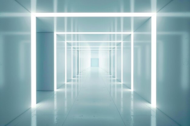 Abstract futuristisch licht corridor interieur Moderne minimale achtergrond 3D-rendering