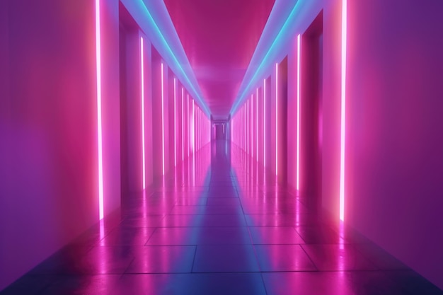 Abstract futuristisch licht corridor interieur Moderne minimale achtergrond 3D-rendering