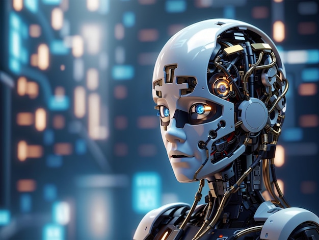 Abstract futuristische wetenschap technologie AI processor chipset en cyber mind dominance menselijk brein