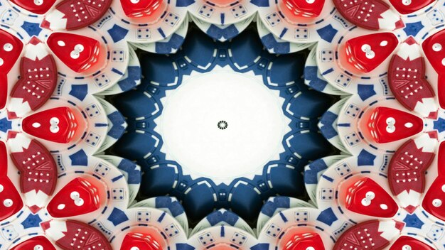 Photo abstract gambling concept symmetric pattern ornamental decorative kaleidoscope movement geometric circle and star shapes