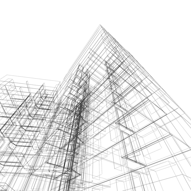 Abstract gebouw 3D-weergave