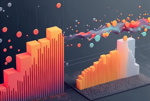 Abstract gegevensgrafiekconcept met gegevensclusters en deeltjes Digitaal sorteer- en beheerconcept voor zaken en financiën Gegenereerde AI