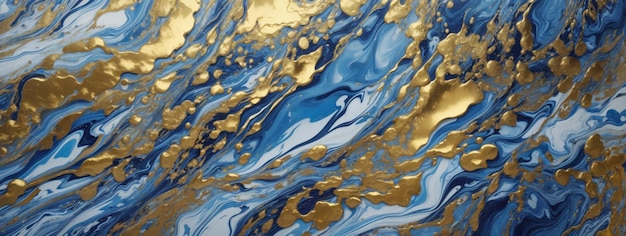 Abstract gemarmerd effect achtergrond Blauwe creatieve kleuren Mooie verf met de toevoeging van goud