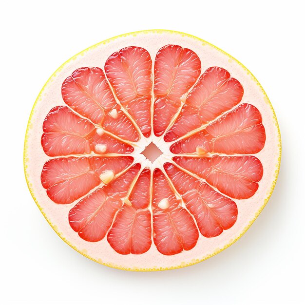 Abstract Generative Art Grapefruit with Slices on White Aesthetic Creation