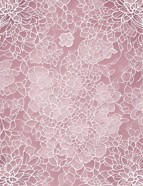 Photo abstract gentle floral background white raised lace on pink illustration with watercolor flowers