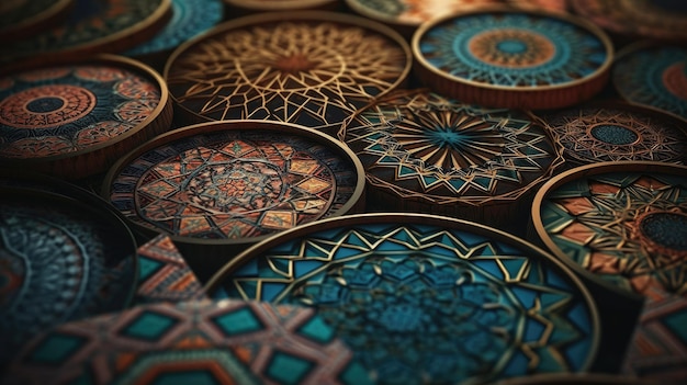 Abstract Geometric 3D Patterns with Islamic Theme