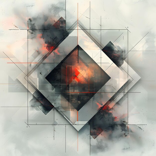 Abstract Geometric Art with Smoky Textures