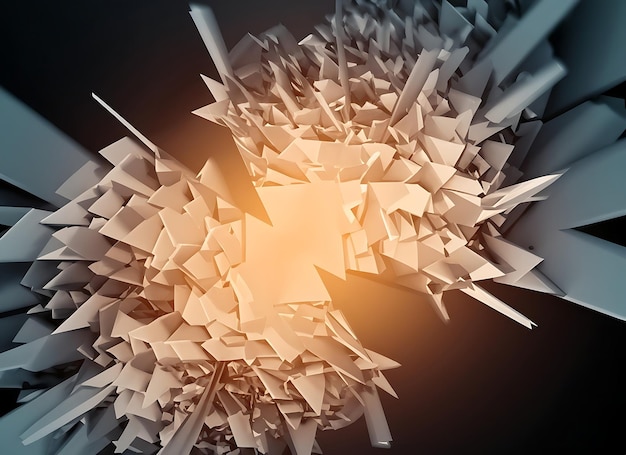 Фото Абстрактный геометрический фон конструкция мощности взрыва с 3d-иллюстрацией поверхности измельчения