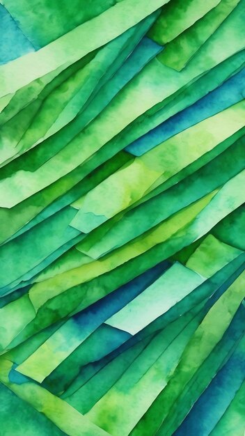 Abstract geometric background of light green and classic blue sheets of watercolor paper