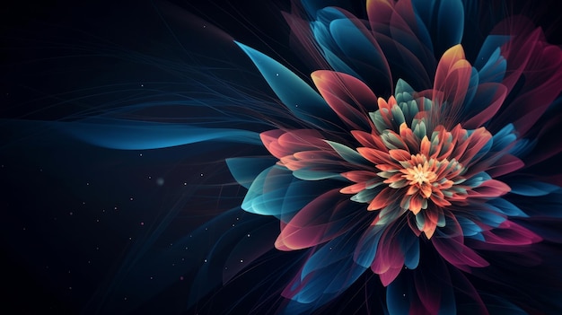 Abstract geometric background Techno flower AI generative