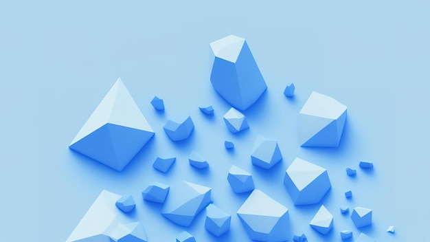 Abstract geometric background with blue 3d flying cubes