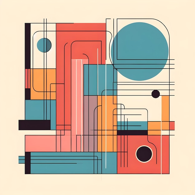 Abstract geometric background with circles and lines in retro style Vector illustration