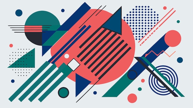 Abstract geometric background with colorful shapes and lines creating dynamic composition