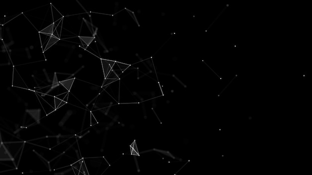 Abstract geometric background with connecting points and lines\
abstract black digital background network concept big data complex\
with compounds 3d rendering