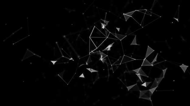 Abstract geometric background with connecting points and lines Abstract black digital background Network concept