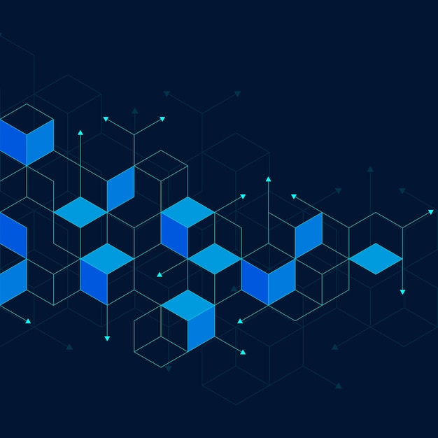 Foto sfondo geometrico astratto con blocchi digitali isometrici concetto di blockchain e tecnologia moderna