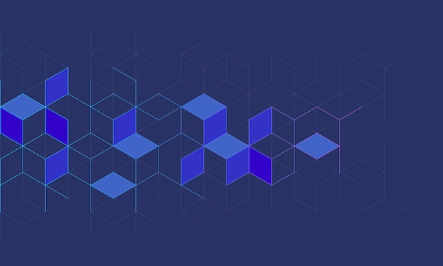 아이소메트릭 디지털 블록이 포함된 추상 형상 배경 Blockchain 개념 및 현대 기술