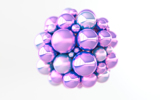 Abstract geometric background with metallic balls, primitive shapes. Party decoration 3d render