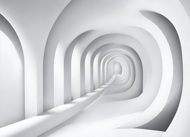 Абстрактный геометрический фон с серией белых арк, создающих туннельный эффект