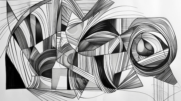 Abstract geometric black and white artwork