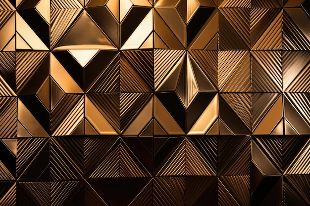 Abstract geometric brushed metal pattern in shades of gold and bronze