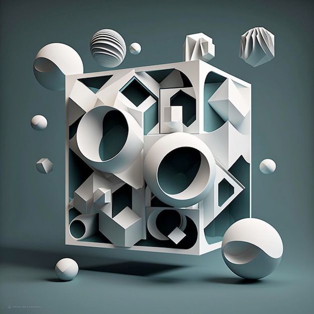 Абстрактная геометрическая композиция 3d визуализация Ai генеративный