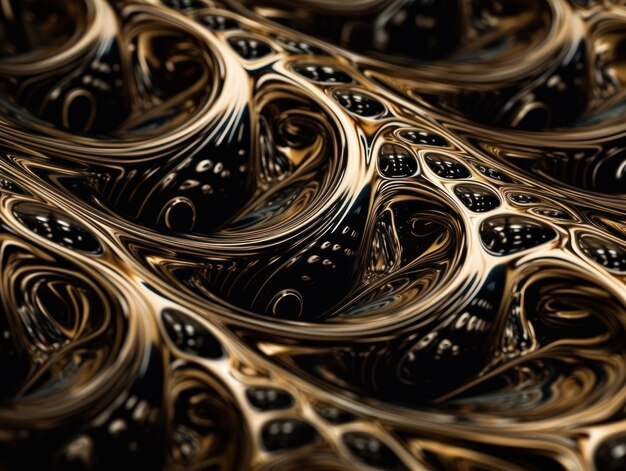 Abstract geometric composition liquid gold Created with Generative AI technology