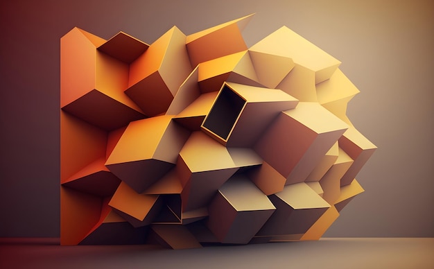 Abstract geometric composition in warm color palette Generative AI