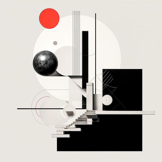 Photo abstract geometric composition with black and white elements minimalistic design