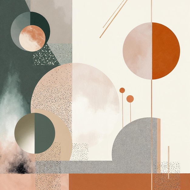 Abstract Geometric Composition with Circles and Color Blocks