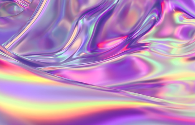 Abstract geometric crystal background iridescent texture liquid 3d render