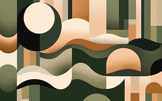 abstract geometric design in beige and green