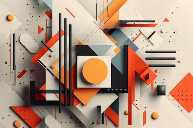 Abstract geometric design with orange and grey shapes generative ai