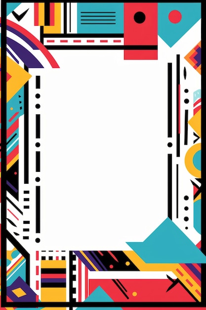 abstract geometric frame with colorful geometric shapes on a white background