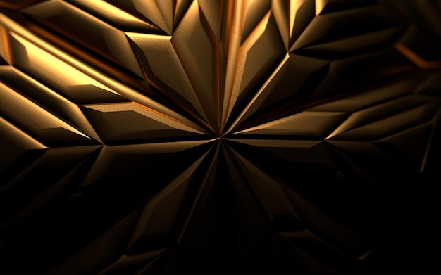 Abstract geometric golden shape on dark background