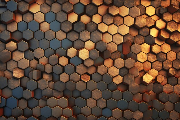 Abstract geometric hexagonal pattern background in golden color