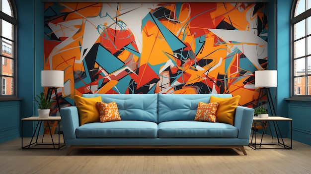 Abstract Geometric Interior Mural Design