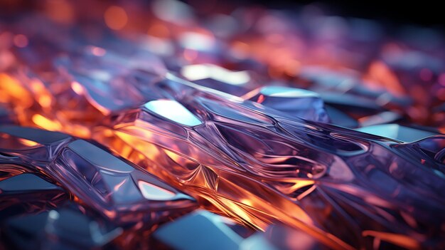 写真 抽象的な幾何学的な虹色の水晶の背景 ネオン色の透明で半透明のファンタジー宝石の技術的な背景
