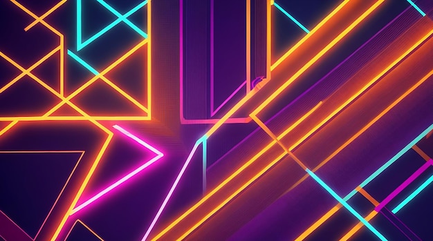 Abstract geometric line neon background