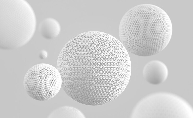 Photo abstract geometric modern white background, ball and sphere shape, 3d rendering.