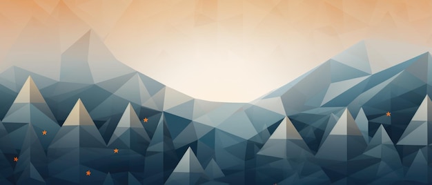 Abstract geometric mountain landscape with stars and mountains