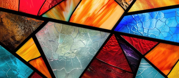 Foto disegno geometrico astratto a più colori per l'arte del vetro colorato