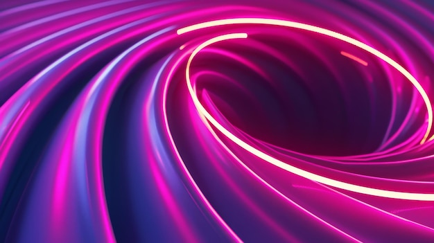 Abstract geometric neon background with glowing spiral line and simple helix design Minimalist wallpaper
