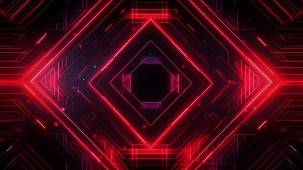 Abstract geometric neon red background generative ai