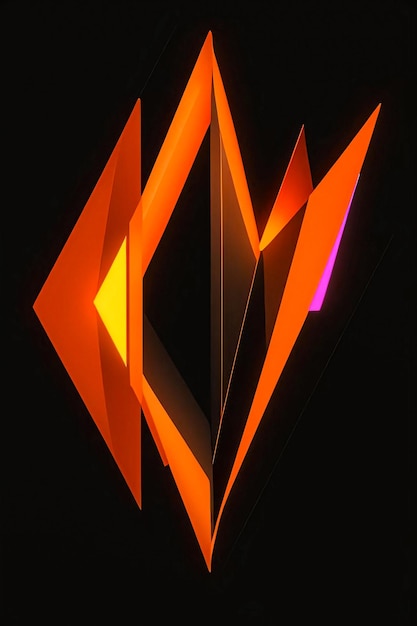 Photo abstract geometric orange neon background wallpaper