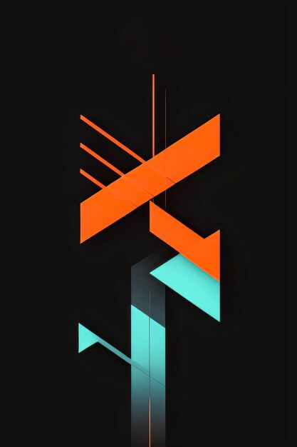 Photo abstract geometric orange neon background wallpaper